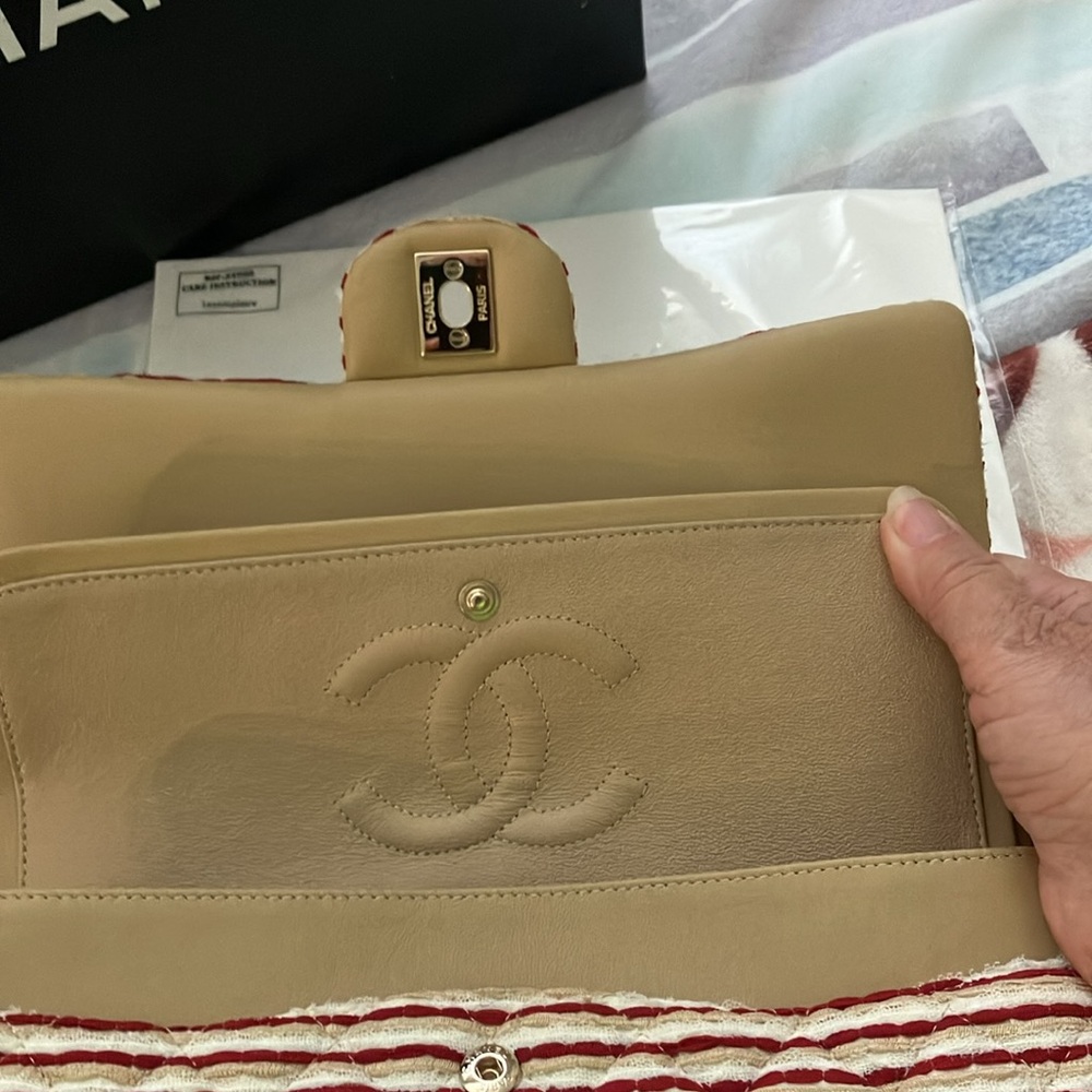 Chanel Classic Beige & red Striped Double Flap Bag 2014 - Picture 6 of 17